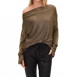 NEW SIX/FIFTY anywhere sparkle top in gold lurex